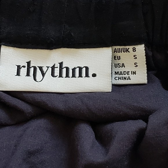 Rhythm Dress Size Small Black Spaghetti Strap Open Back Elastic Waist Tie Lined - Picture 10 of 11